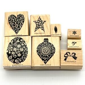 Stampin' Up! Ornate Ornaments Rubber Stamps Holiday Heart Egg Star 1998 (8)